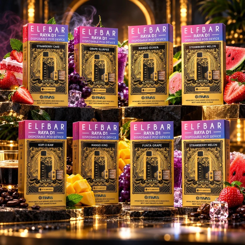 Elfbar Raya D1 Disposable Pod Device (Black Gold) - Available at Vape Shop Delhi